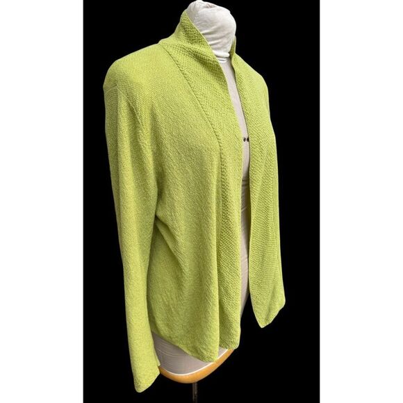 Eileen Fisher Open Front Cardigan Sz. L Italian Yarn Textured Knit - Picture 4 of 12